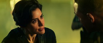 Movie still from “Bad Boys for Life” (2020), directed by Adil El Arbi – A person sitting in front of a camera; Close Up shot, Over the shoulder angle