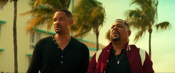 Movie still from “Bad Boys for Life” (2020), directed by Adil El Arbi – A couple of men standing next to each other; Close Up shot, Low angle