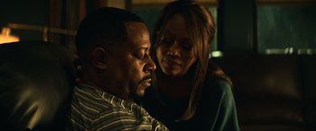 Movie still from “Bad Boys for Life” (2020), directed by Adil El Arbi – A man and a woman looking at one another; Close Up shot, Over the shoulder angle