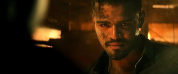 Movie still from “Bad Boys for Life” (2020), directed by Adil El Arbi – A person wearing a jacket; Close Up shot, Over the shoulder angle