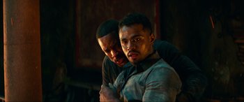 Movie still from “Bad Boys for Life” (2020), directed by Adil El Arbi – A couple of men standing next to each other; Close Up shot, Low angle