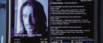 Movie still from “Bad Boys II” (2003), directed by Michael Bay – A person's face on a computer screen; Extreme Close Up shot, Low angle