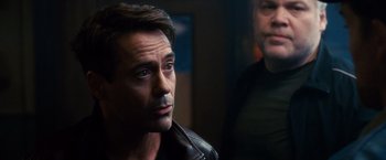 Movie still from “The Judge” (2014), directed by David Dobkin – A person wearing a leather jacket; Close Up shot, Over the shoulder angle