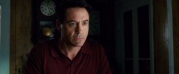 Movie still from “The Judge” (2014), directed by David Dobkin – A person wearing a red shirt; Close Up shot, Over the shoulder angle