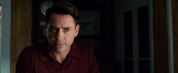 Movie still from “The Judge” (2014), directed by David Dobkin – A person wearing a red shirt; Close Up shot, Over the shoulder angle