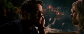 Movie still from “The Judge” (2014), directed by David Dobkin – A person with his hand near his face; Close Up shot, Over the shoulder angle