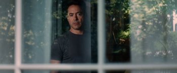 Movie still from “The Judge” (2014), directed by David Dobkin – A person looking out of a window; Medium shot, Over the shoulder angle