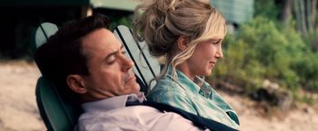 Movie still from “The Judge” (2014), directed by David Dobkin – A man and a woman sitting next to each other; Close Up shot, Over the shoulder angle