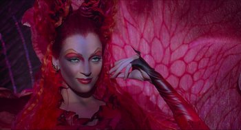 Movie still from “Batman & Robin” (1997), directed by Joel Schumacher – A person wearing a costume; Close Up shot, Overhead angle