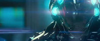 Movie still from “Battleship” (2012), directed by Peter Berg – View of the head of a robot; Close Up shot, Low angle