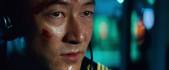 Movie still from “Battleship” (2012), directed by Peter Berg – A man's eyes and face; Extreme Close Up shot, Low angle