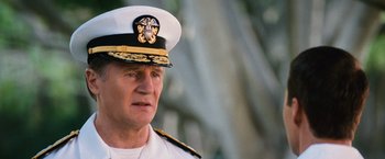 Movie still from “Battleship” (2012), directed by Peter Berg – A person wearing a uniform; Close Up shot, Low angle