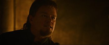 Movie still from “The Last Duel” (2021), directed by Ridley Scott – A person with a beard; Close Up shot, Low angle