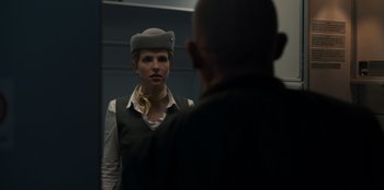 Movie still from “Blood Red Sky” (2021), directed by Peter Thorwarth – A man and a woman looking at each other in a mirror; Close Up shot, Over the shoulder angle