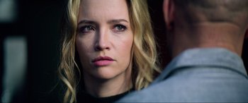 Movie still from “Bloodshot” (2020), directed by Dave Wilson – A person looking at the camera; Close Up shot, Over the shoulder angle