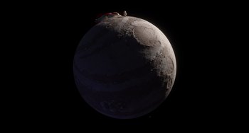 Movie still from “Blush” (2021), directed by Joe Mateo – An image of an earth with a person on top of it; Extreme Wide shot, Overhead angle