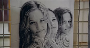 Movie still from “Boyhood” (2014), directed by Richard Linklater – A black - and - white photo of three young women; Close Up shot, High angle
