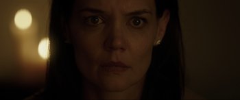 Movie still from “Brahms: The Boy II” (2020), directed by William Brent Bell – A woman's face in the dark; Close Up shot, Low angle