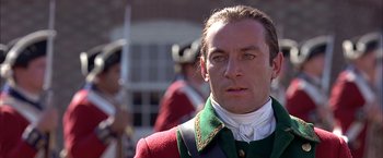 Movie still from “The Patriot” (2000), directed by Roland Emmerich – A person wearing a uniform; Close Up shot, Over the shoulder angle