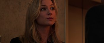 Movie still from “Captain America: Civil War” (2016), directed by Anthony Russo – A beautiful blonde woman looking up at the sky; Close Up shot, Low angle