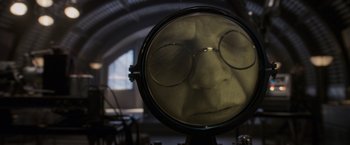 Movie still from “Captain America: The First Avenger” (2011), directed by Joe Johnston – A reflection of an old man's face in a mirror; Extreme Close Up shot, Low angle