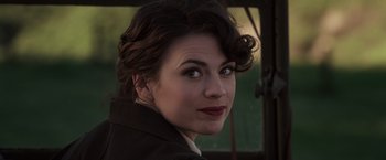 Movie still from “Captain America: The First Avenger” (2011), directed by Joe Johnston – A person wearing a jacket; Close Up shot, Over the shoulder angle