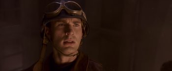 Movie still from “Captain America: The First Avenger” (2011), directed by Joe Johnston – A person wearing goggles and a helmet; Close Up shot, Low angle