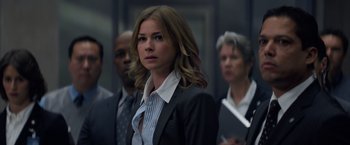 Movie still from “Captain America: The Winter Soldier” (2014), directed by Anthony Russo – A group of people standing in a room; Medium shot, Low angle