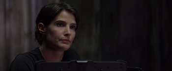 Movie still from “Captain America: The Winter Soldier” (2014), directed by Anthony Russo – A woman sitting in front of a computer monitor; Close Up shot, Over the shoulder angle