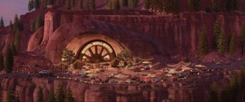 Movie still from “Cars 2” (2011), directed by John Lasseter – Extreme Wide shot, High angle