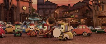 Movie still from “Cars 2” (2011), directed by John Lasseter – Extreme Wide shot, Low angle
