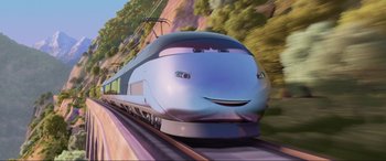 Movie still from “Cars 2” (2011), directed by John Lasseter – Medium shot, Low angle