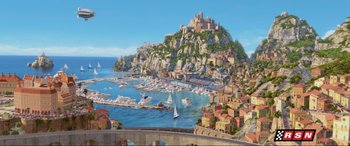 Movie still from “Cars 2” (2011), directed by John Lasseter – Extreme Wide shot, High angle