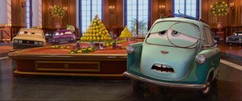 Movie still from “Cars 2” (2011), directed by John Lasseter – Wide shot, Low angle