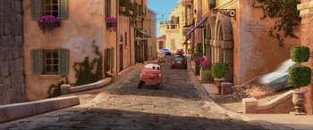 Movie still from “Cars 2” (2011), directed by John Lasseter – Extreme Wide shot, Low angle