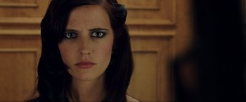 Movie still from “Casino Royale” (2006), directed by Martin Campbell – A person with blue eyes; Close Up shot, Over the shoulder angle