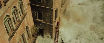 Movie still from “Casino Royale” (2006), directed by Martin Campbell – An aerial view of a building and a fire hydrant; Extreme Wide shot, Low angle