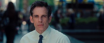 Movie still from “The Secret Life of Walter Mitty” (2013), directed by Ben Stiller – A person wearing a shirt and a tie; Close Up shot, Over the shoulder angle