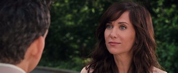 Movie still from “The Secret Life of Walter Mitty” (2013), directed by Ben Stiller – A person with long brown hair; Close Up shot, Over the shoulder angle