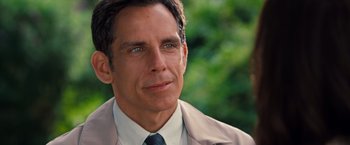Movie still from “The Secret Life of Walter Mitty” (2013), directed by Ben Stiller – A man wearing a suit and a tie; Close Up shot, Over the shoulder angle