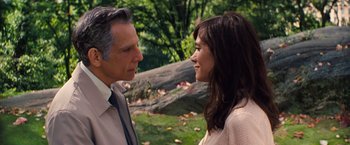 Movie still from “The Secret Life of Walter Mitty” (2013), directed by Ben Stiller – A man and a woman standing next to each other in a park; Close Up shot, Over the shoulder angle