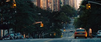 Movie still from “The Secret Life of Walter Mitty” (2013), directed by Ben Stiller – A city street with traffic lights on the side of the road; Extreme Wide shot, High angle
