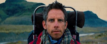 Movie still from “The Secret Life of Walter Mitty” (2013), directed by Ben Stiller – A person in a wheelchair; Close Up shot, High angle