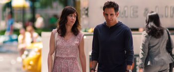 Movie still from “The Secret Life of Walter Mitty” (2013), directed by Ben Stiller – A man and a woman standing next to each other; Medium shot, Over the shoulder angle