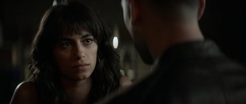 Movie still from “Centaur” (2022), directed by Daniel Calparsoro – A man and a woman looking at one another; Close Up shot, Over the shoulder angle
