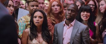 Movie still from “Central Intelligence” (2016), directed by Rawson Marshall Thurber – A group of people standing around each other; Close Up shot, High angle