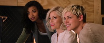 Movie still from “Charlie's Angels” (2019), directed by Elizabeth Banks – A group of women sitting next to each other in a room; Close Up shot, Low angle
