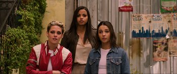 Movie still from “Charlie's Angels” (2019), directed by Elizabeth Banks – A group of young women standing next to each other; Medium shot, Low angle