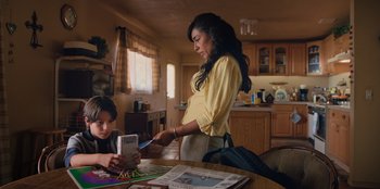 Movie still from “Chupa” (2023), directed by Jonás Cuarón – Medium shot, Over the shoulder angle