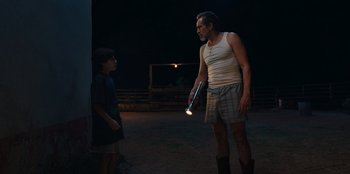 Movie still from “Chupa” (2023), directed by Jonás Cuarón – Medium shot, Over the shoulder angle